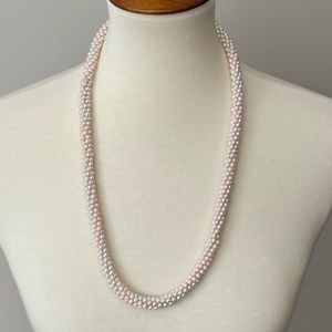 Pink and White Mini Pearl Necklace Twisted/Intertwined